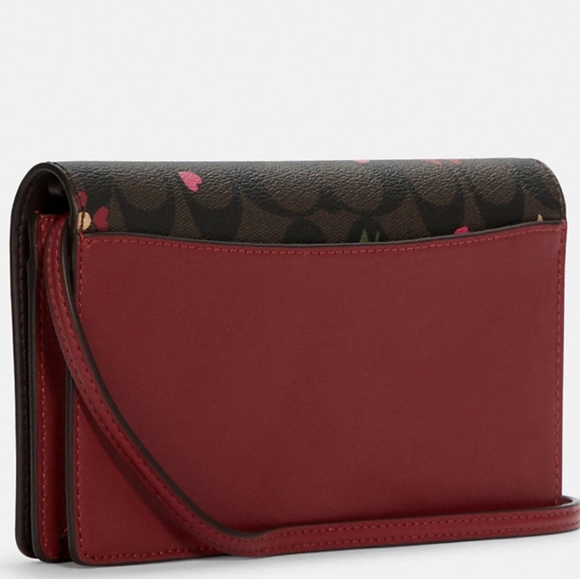 Coach Anna Foldover Clutch Crossbody In Signature Canvas With Heart Petal Print - Picture 2 of 5